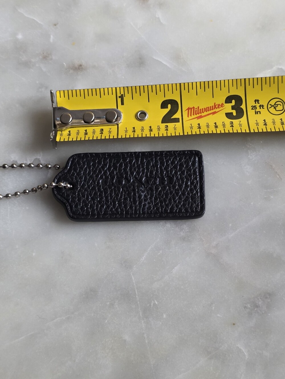 Coach Black Pebbled Leather Hangtag W/ Silver Chain - Picture 5 of 6